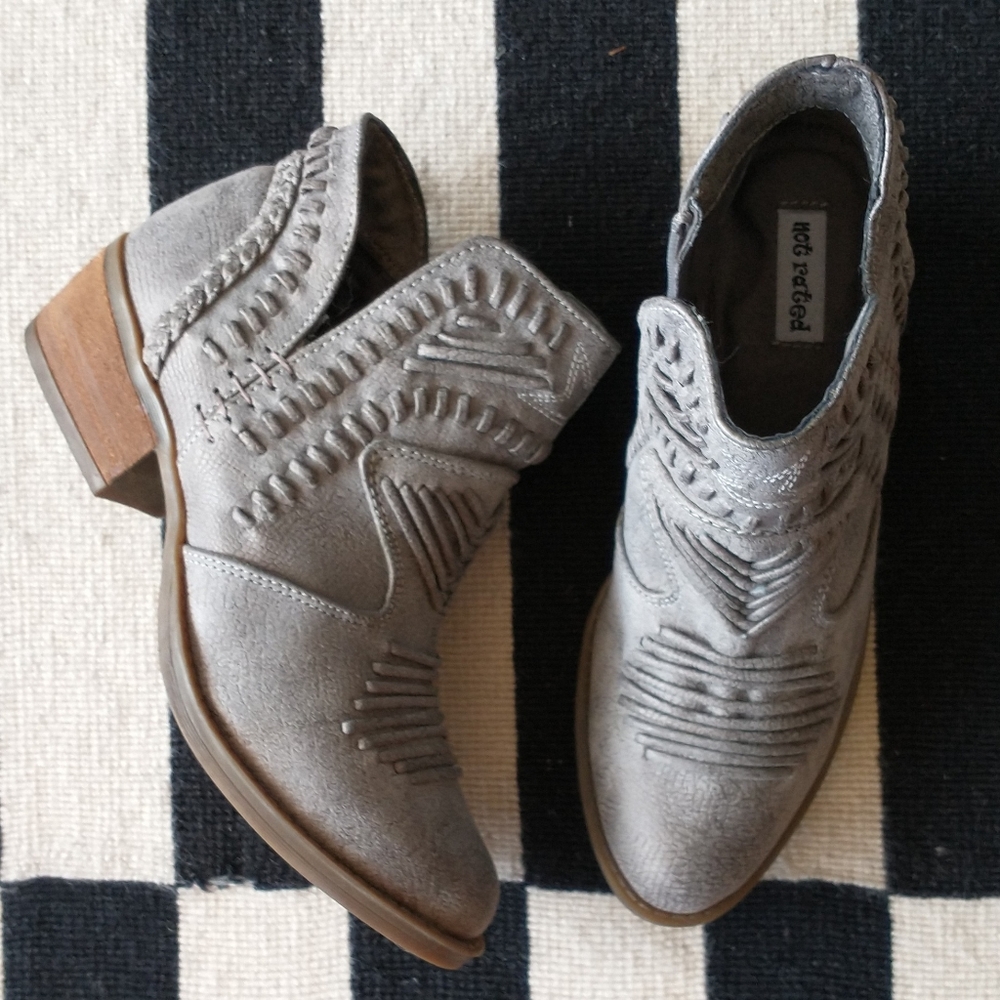 Grey Textured Booties